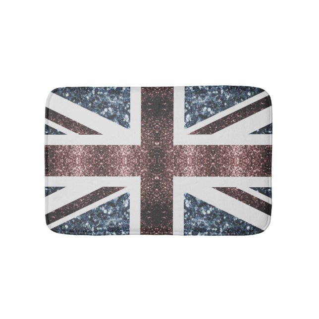 Tapis De Bain Drapeau rustique UK rouge bleu étincelants parties (Devant)