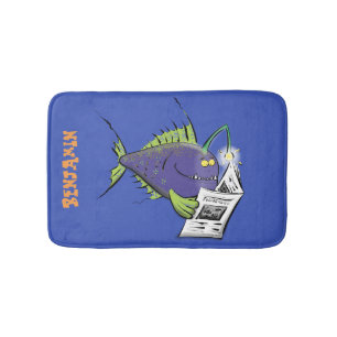 Tapis De Bain Drôle caricature de poisson de pêcheur