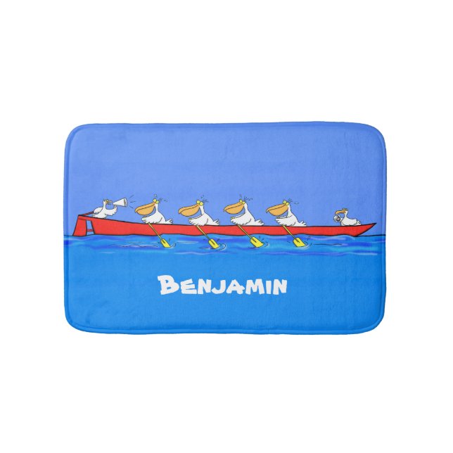Tapis De Bain Drôle pélicans rameurs dessin animé (Devant)
