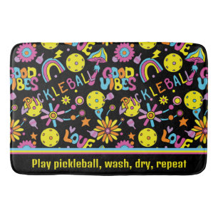 Tapis De Bain Drôle (propre) texte, Super, rétro 90s, noir