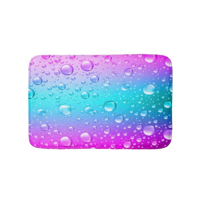 Tapis De Bain Droplets d'eau rose et bleu d'Aqua (Devant)