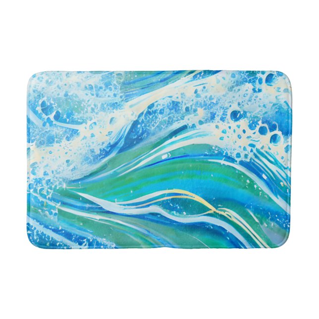 Tapis De Bain Eau Bleue Océan Vagues de mer (Devant)