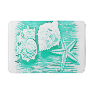 Tapis De Bain eau de la plage côtière coquillage turquoise étoil