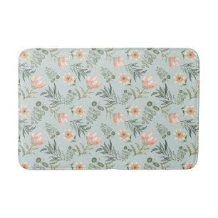 Tapis De Bain Eau douce fleurs & carreaux feuilles