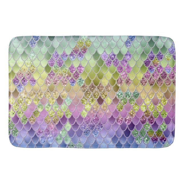 Tapis De Bain Échelles de Parties scintillant de sirène d'été #6 (Devant)