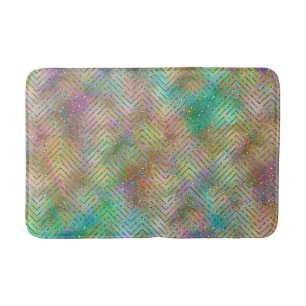 Tapis De Bain Éclairage Arc-en-ciel en or brillant Motif Chevron