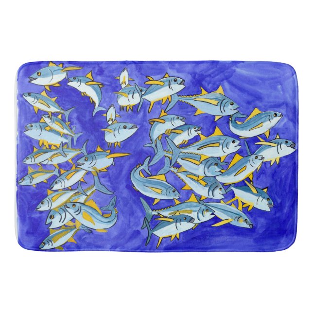 Tapis De Bain École heureuse de thon de truite saumonnée (Devant)