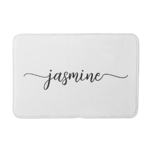 Tapis De Bain Écriture de nom en monogramme girly blanc minimali