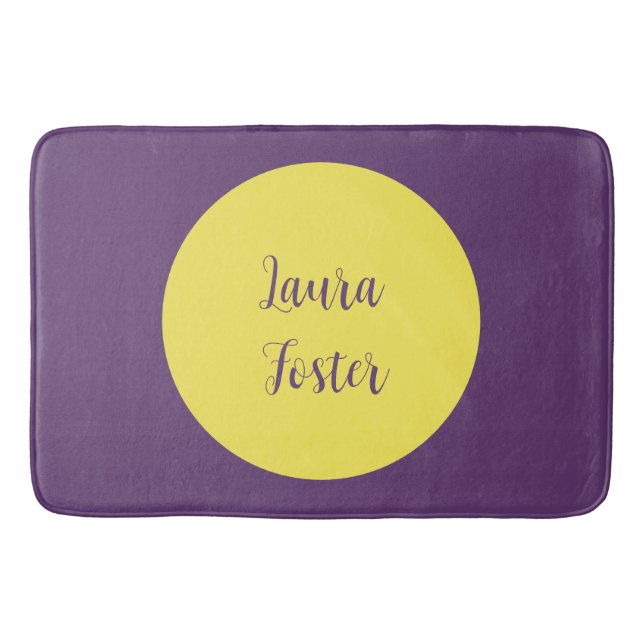 Tapis De Bain Écriture manuscrite Nom élégant Indigo et couleur  (Devant)