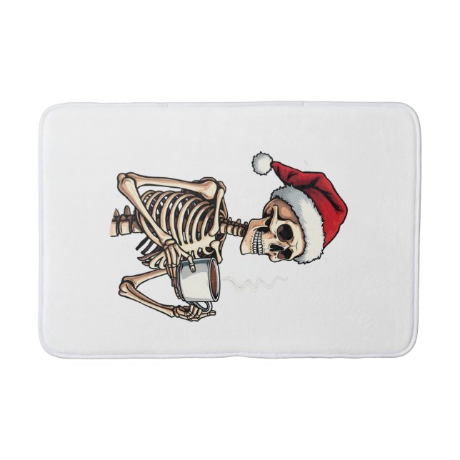 Tapis De Bain Éffrayant Halloween Sipping Café Noël Père Noël (Devant)