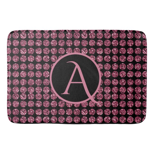 Tapis De Bain Élégance vintage Diamant rose Gem Motif Monogramme (Devant)