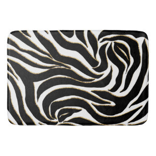 Tapis De Bain Elégant Black Gold Zebra Poster de animal blanc