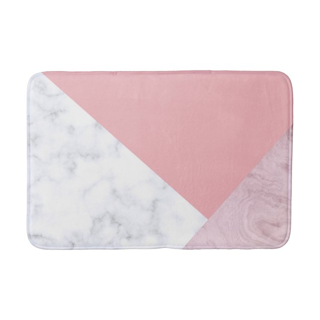Tapis De Bain Elégant blanc rose pastel marbre rose (Devant)