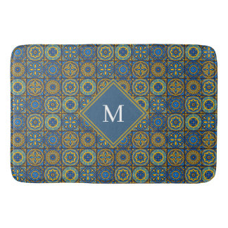 Tapis De Bain Elegant blue& white Moroccan custom monogram