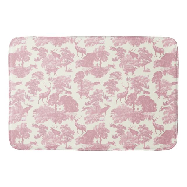 Tapis De Bain Elégant Chic Rose Toile Cerf Boodland (Devant)