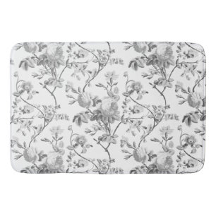 Tapis De Bain Élégant Chic Vintage Grey Rose Floral