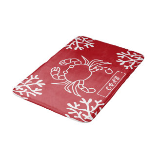 Tapis De Bain Élégant crabe avec sous-marin feuille rouge