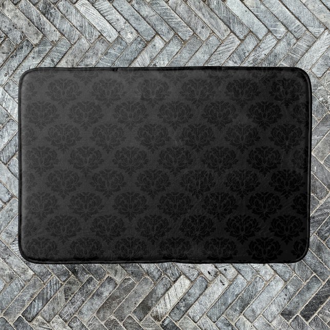 Tapis De Bain Elégant Damask Ornate Victorian Black (Créateur téléchargé)