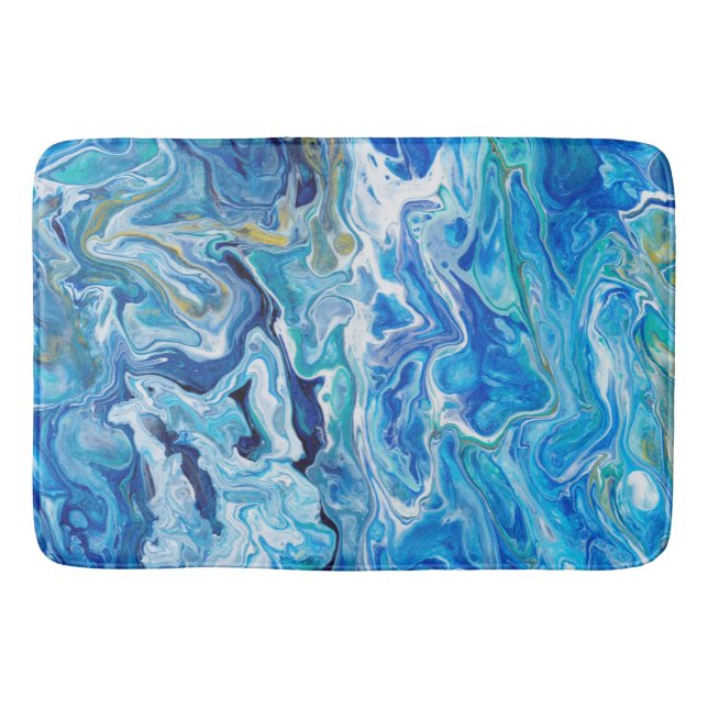Tapis De Bain Élégant Dentelle Fou Agate 6 - Bleu Océan (Devant)