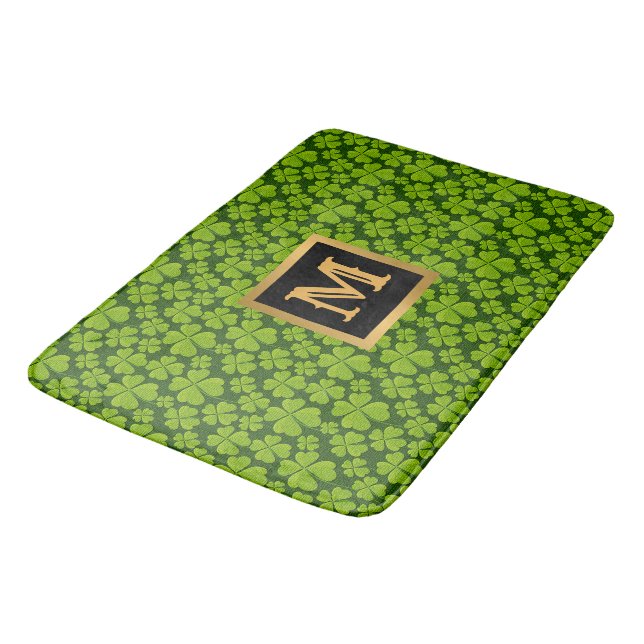 Tapis De Bain Élégant Four Leaf Clover Floral Bath Mat (Angle)