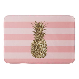 Tapis De Bain élégant joli ceinture en or ananas & bande rose