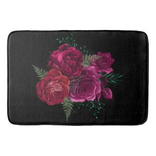 Tapis De Bain Elegant Magenta Rose Floral Bouquet