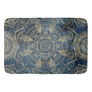 Tapis De Bain Elégant Mandala Blue Whimsy Design