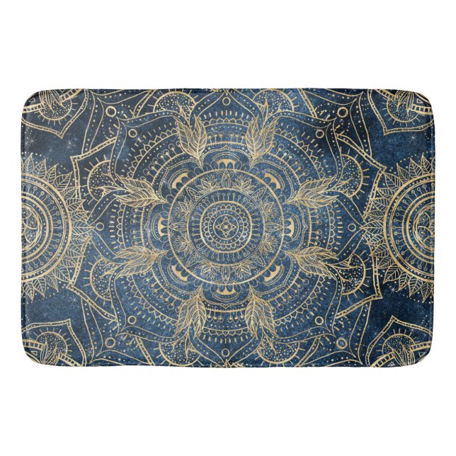 Tapis De Bain Elégant Mandala Blue Whimsy Design (Devant)