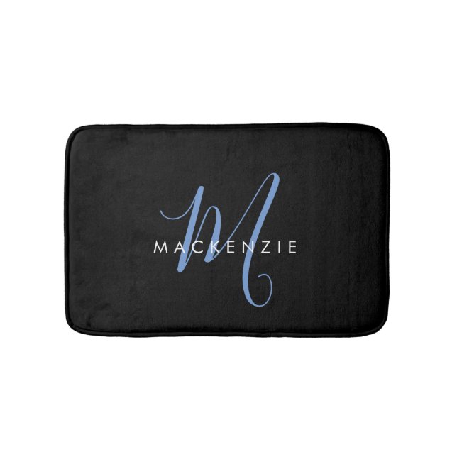 Tapis De Bain Élégant Monogramme moderne noir noir (Devant)