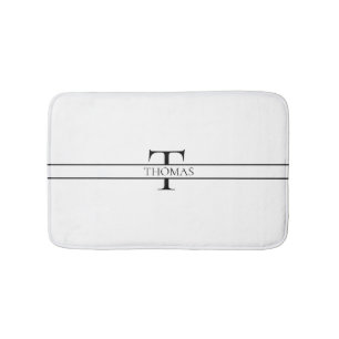 Tapis De Bain Élégant Monogramme Personnalisé Nom Personnalisé