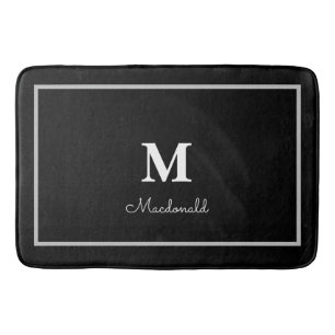 Tapis De Bain Élégant Monogramme Personnalisé Simple