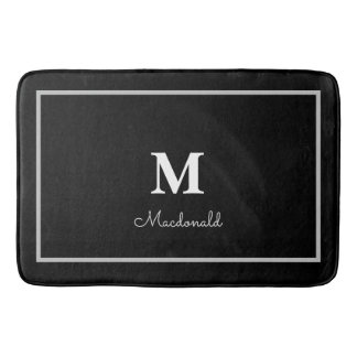 Tapis De Bain Élégant Monogramme Personnalisé Simple