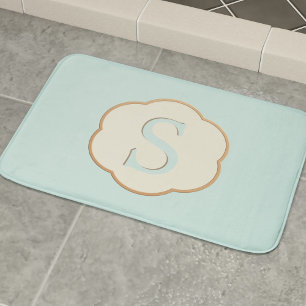 Tapis De Bain Élégant Monogramme Robin Oeuf Bleu Bain Mat
