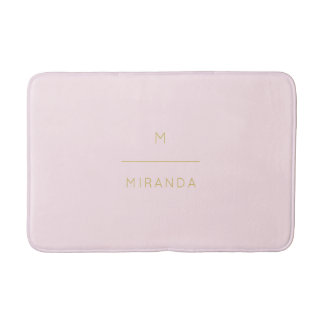 Tapis De Bain Élégant Monogramme rose rose or minimaliste Classé