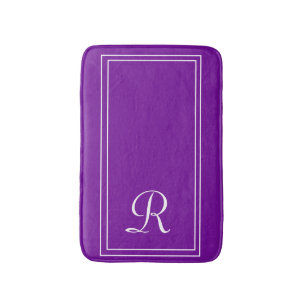 Tapis De Bain Élégant Monogramme Violet Personnalisé