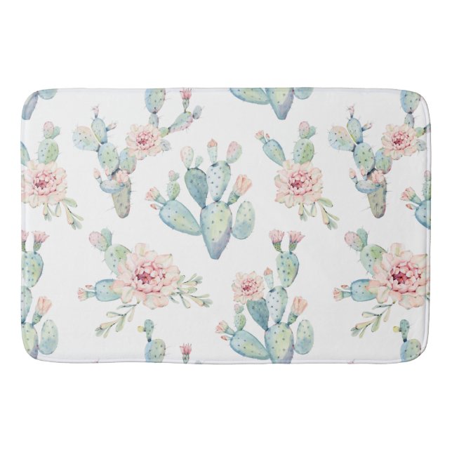 Tapis De Bain Elégant Motif d'aquarelle Boho Cactus (Devant)