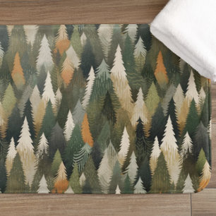 Tapis De Bain Élégant Motif d'arbre à pin   Forêt rustique