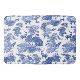 Tapis De Bain Élégant Motif de cerf de Toile Bleue Vintage