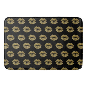 Tapis De Bain Élégant Motif de lèvres Parties scintillant or