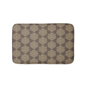 Tapis De Bain Elégant motif floral chic or damassé