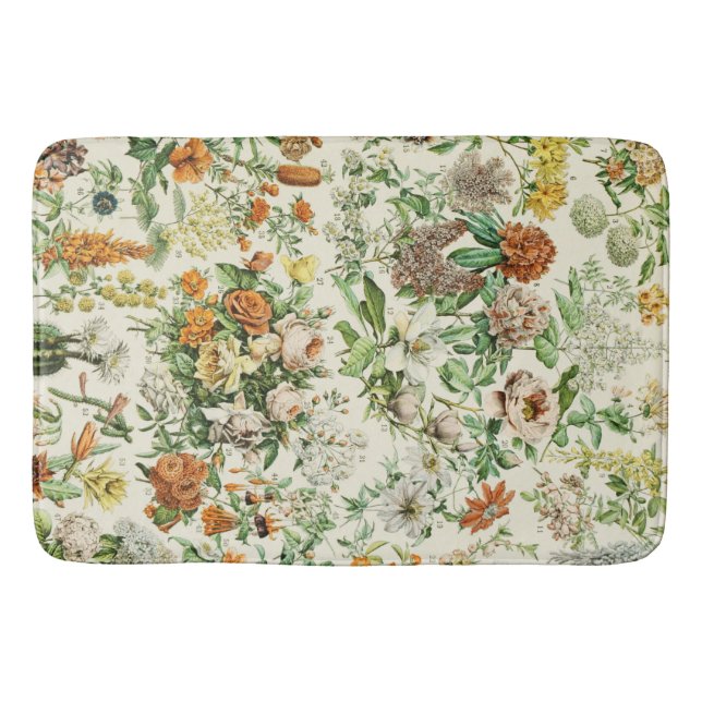 Tapis De Bain Élégant Motif Floral Fleurs Botaniques (Devant)