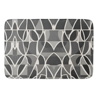 Tapis De Bain Elégant Motif géométrique noir blanc