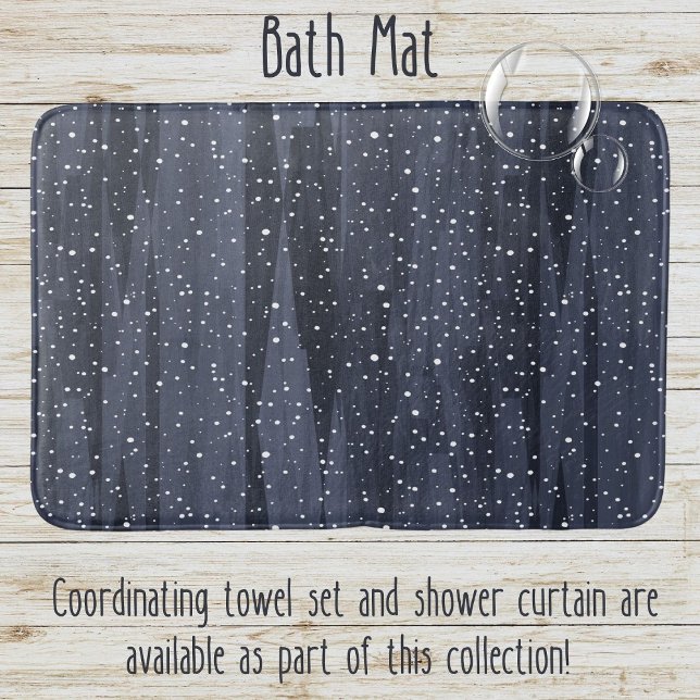 Tapis De Bain Élégant Noël bleu foncé neige (Créateur téléchargé)
