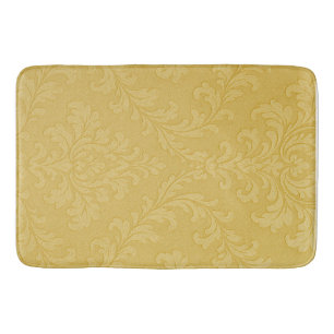 Tapis De Bain Élégant or clair baroque Damas