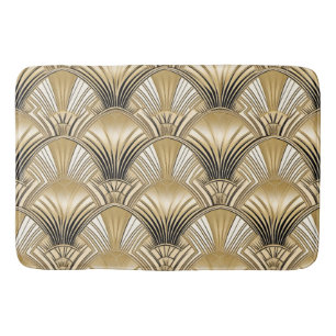 Tapis De Bain Elégant or noir art déco motif