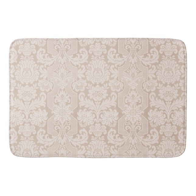 Tapis De Bain Elegant Ornate Cream Victorian Damask (Devant)