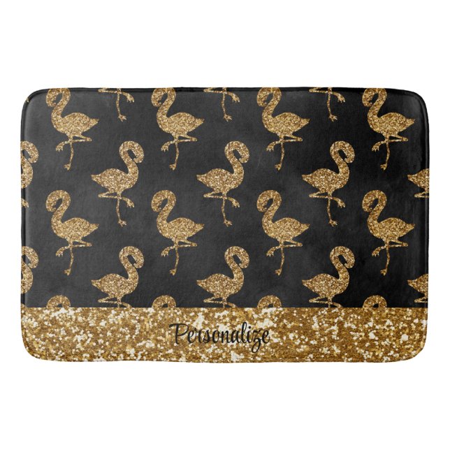 Tapis De Bain Elégant Parties scintillant or Flamingo Pattern Sp (Devant)