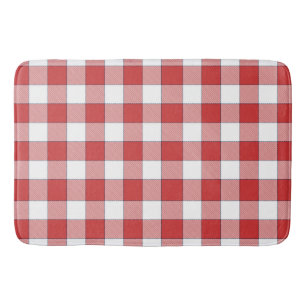 Tapis De Bain Élégant Pique-nique Campagne À damiers Rouge Blanc