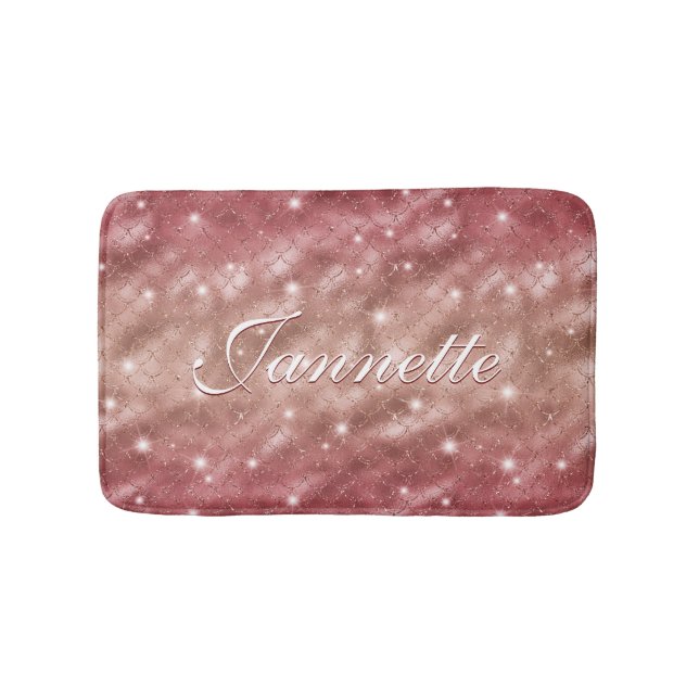 Tapis De Bain Elégant Rose chic Gold Mermaid Faux Parties scinti (Devant)