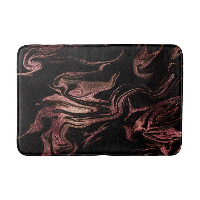 Tapis De Bain Elégant rose en cuivre doré noir marbre (Devant)